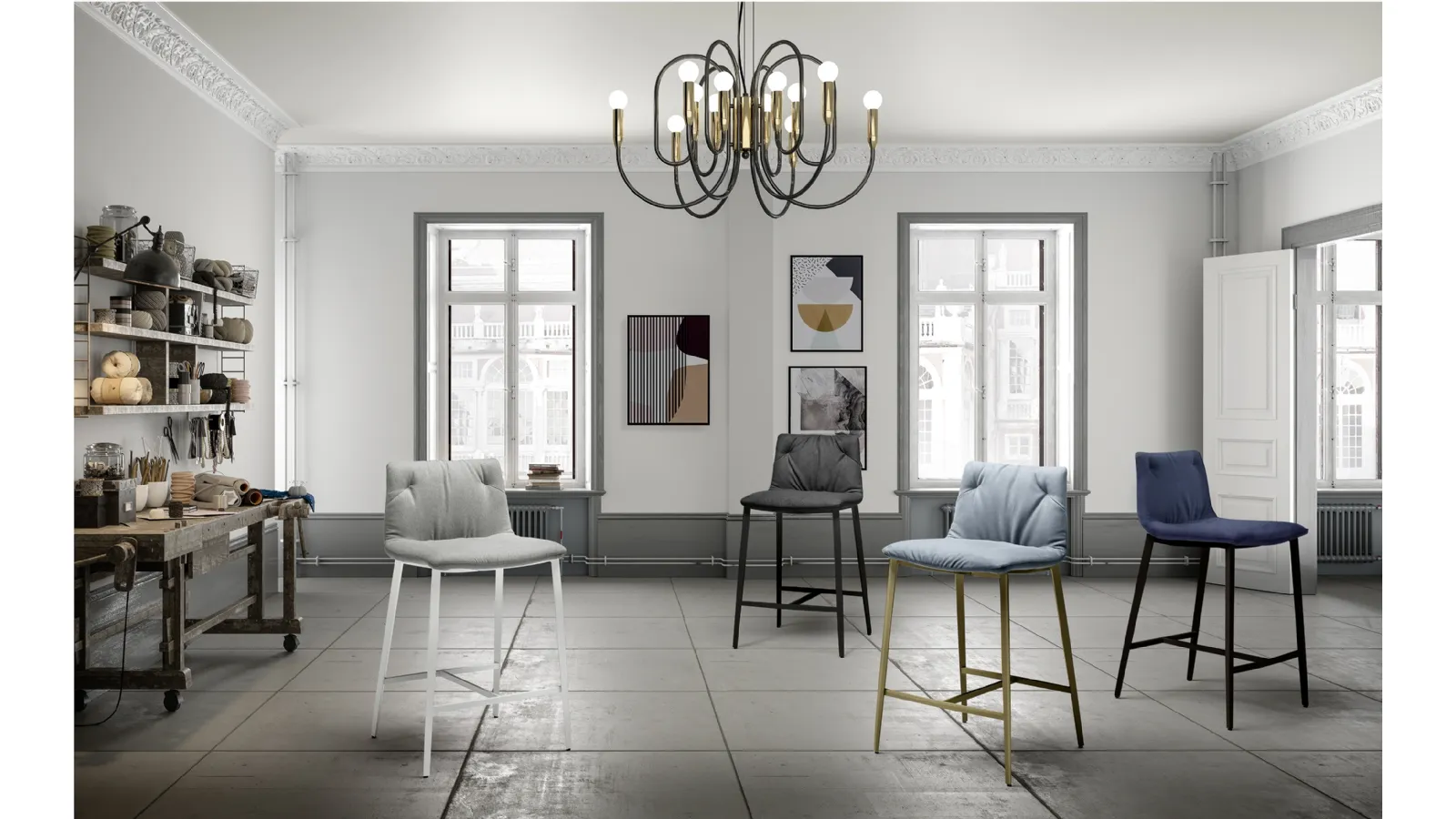 Grace/C Upholstered Fabric Stool by Zamagna