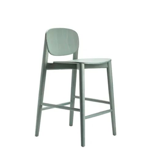 Harmo Kitchen Stool in Ash wood, painted in Grey Blue by Infiniti.