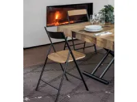 Jolie folding chair in metal with wooden seat by Altacom