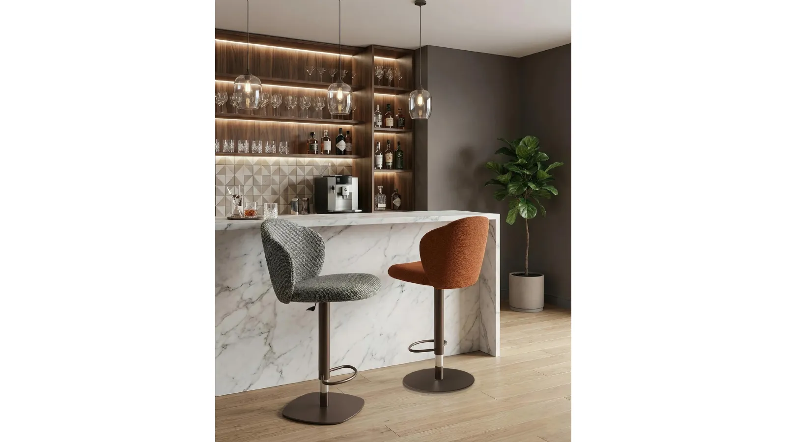 Koss and Ikon upholstered stools by Easyline