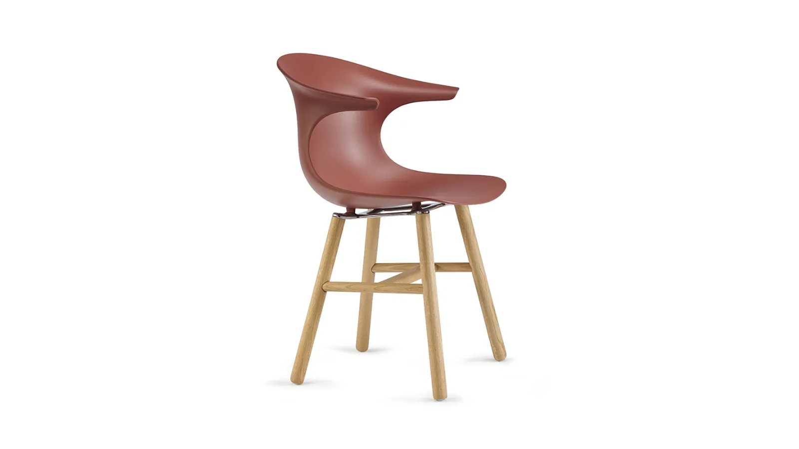 Loop Mono Retro Chair with polypropylene shell and legs in Natural Oak by Infiniti