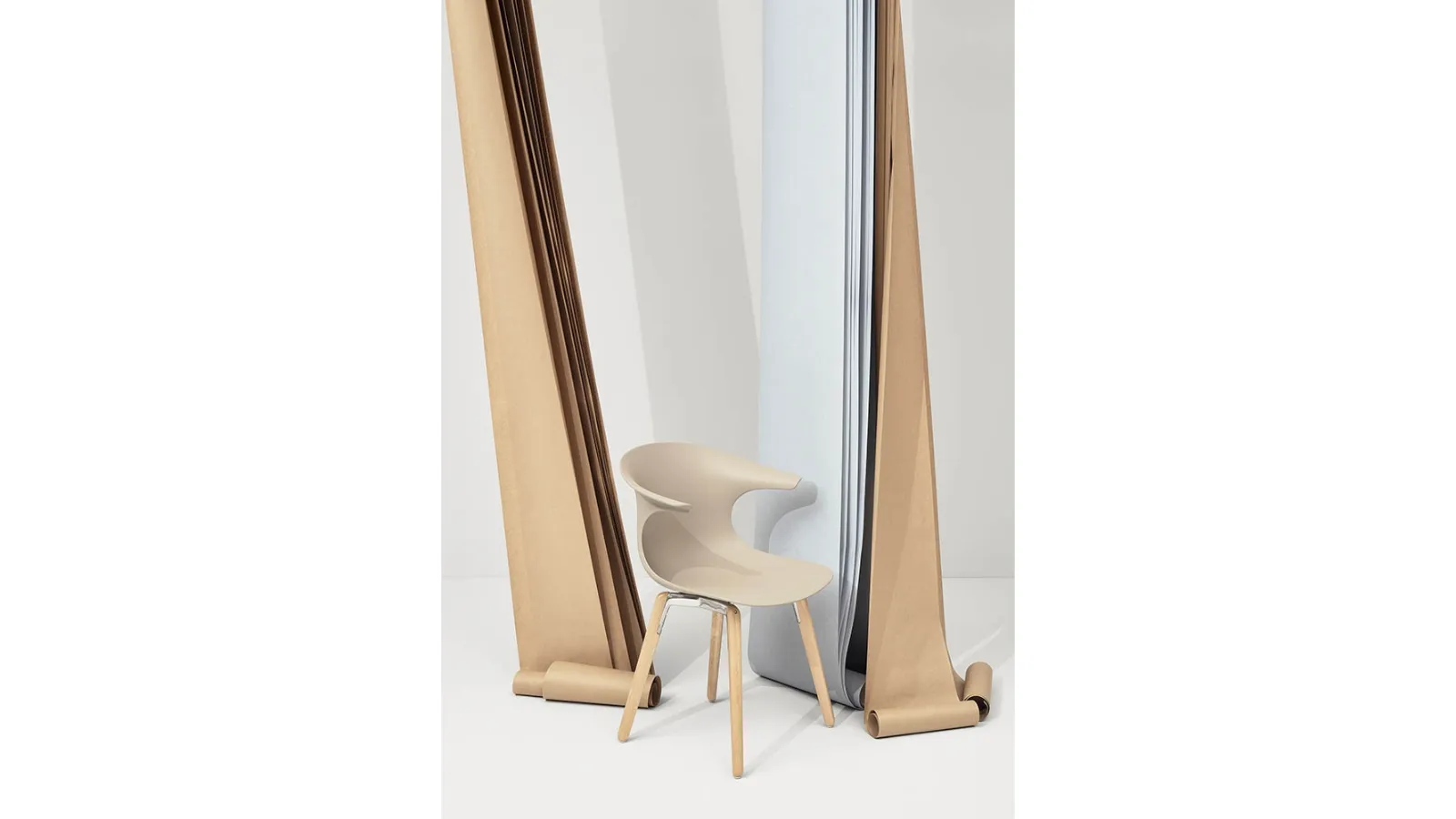 Loop Mono Wooden Legs chair with polypropylene shell and legs made of solid Natural Beech by Infiniti.