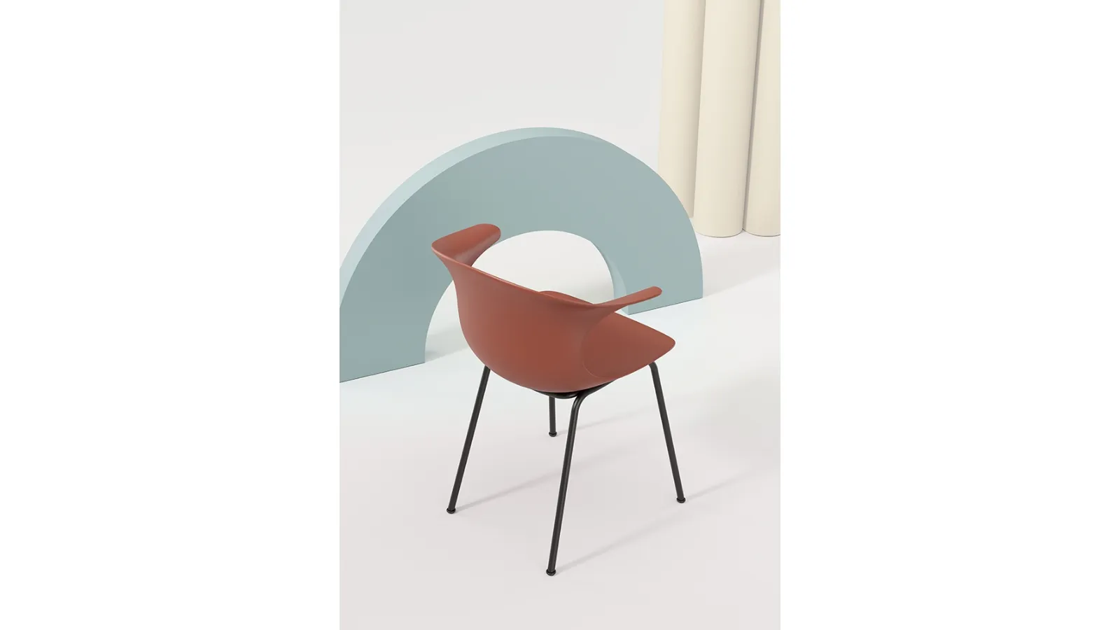 Loop Mono 4 Legs chair with polypropylene shell and steel base by Infiniti