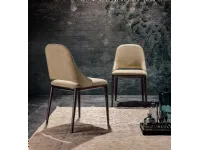 Malva chair with seat covered in leather by Tonin Casa.