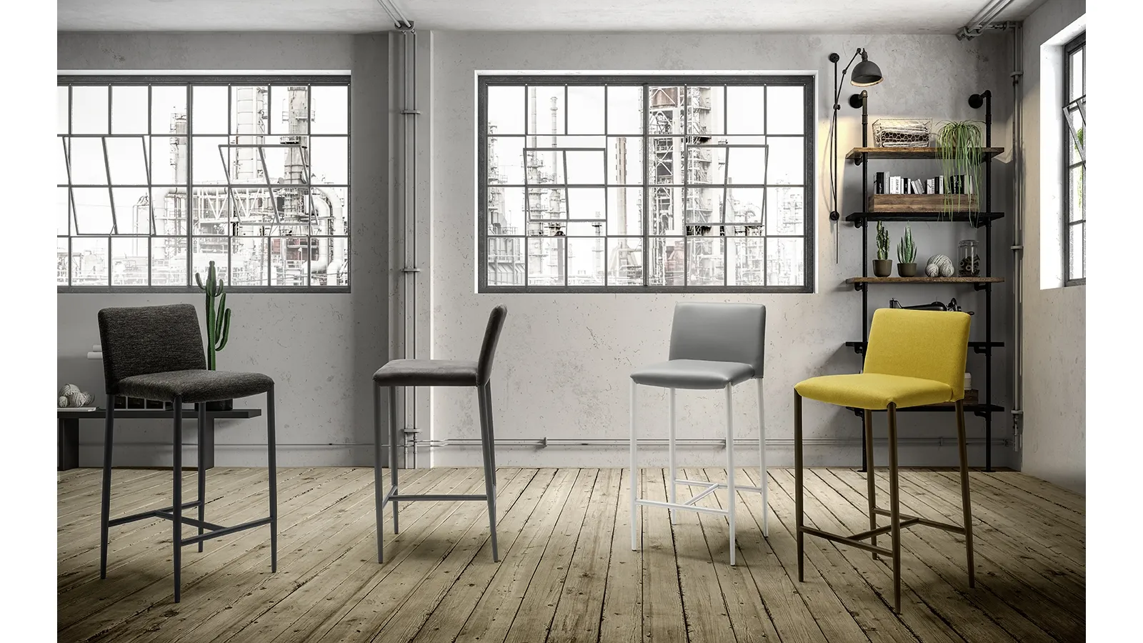 Memphis Atelier Stool in fabric or faux leather by Zamagna