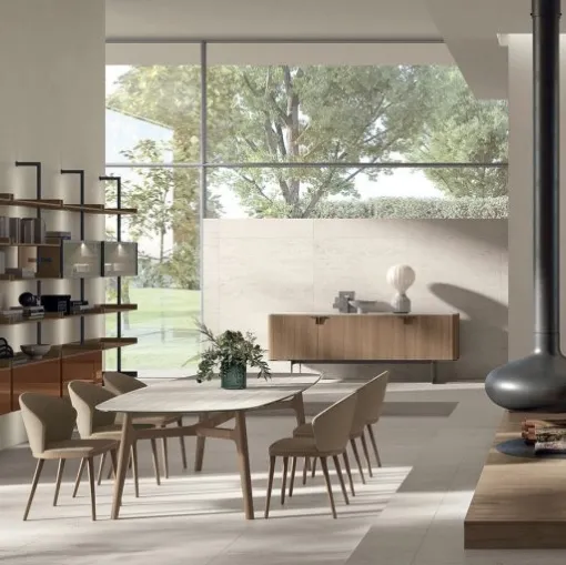 Meryl chair in fabric and wood by Tomasella