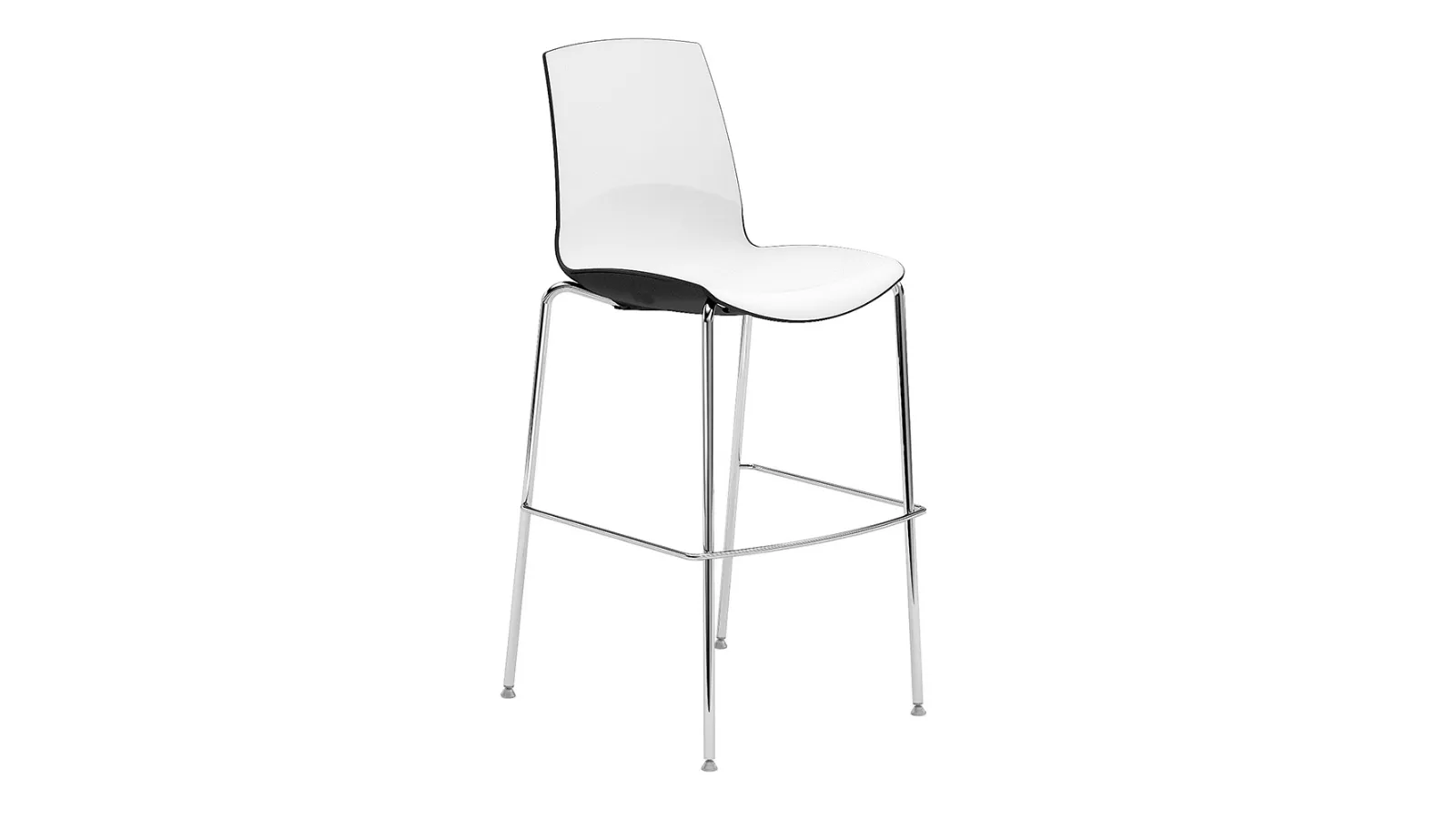 Now 4 Legs Stool in polypropylene and chromed steel by Infiniti