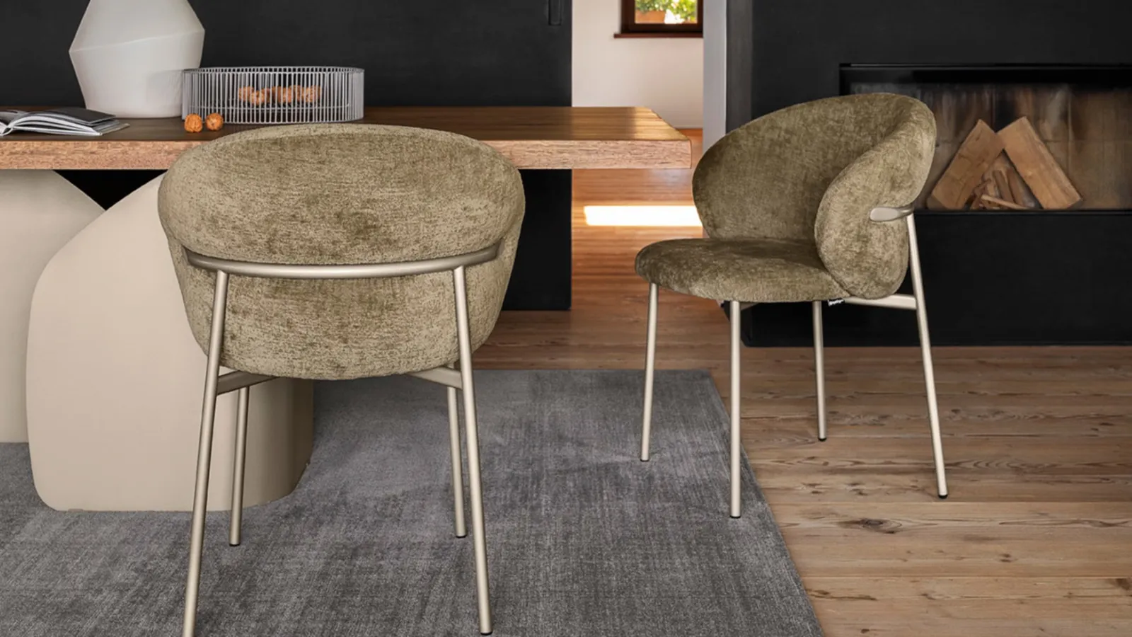 Fabric chair with metal legs Oleandro by Calligaris
