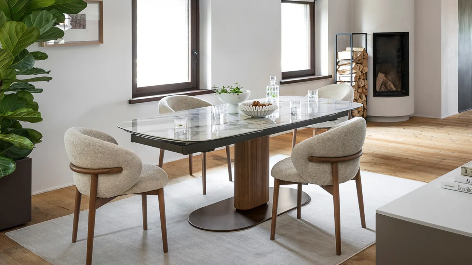 Fabric chair with wooden legs Oleandro by Calligaris