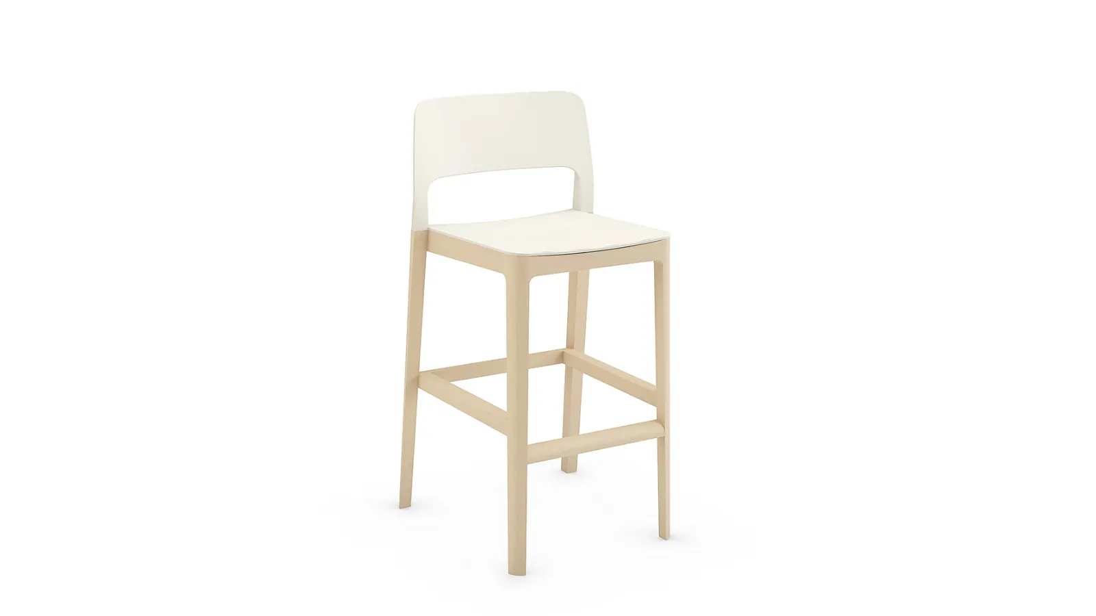 Settesusette Kitchen Stool in polypropylene with a solid beech base by Infiniti.