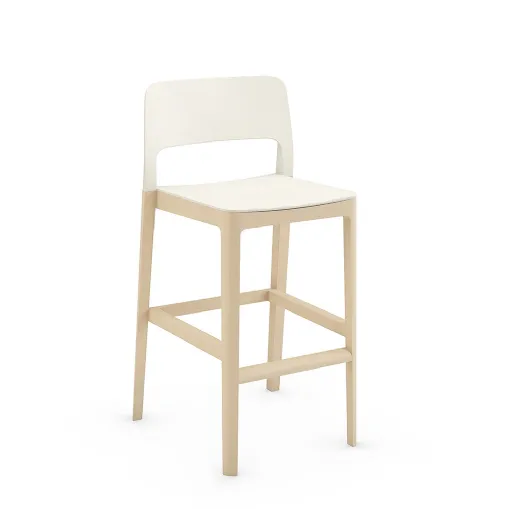 Settesusette Kitchen Stool in polypropylene with a solid beech base by Infiniti.