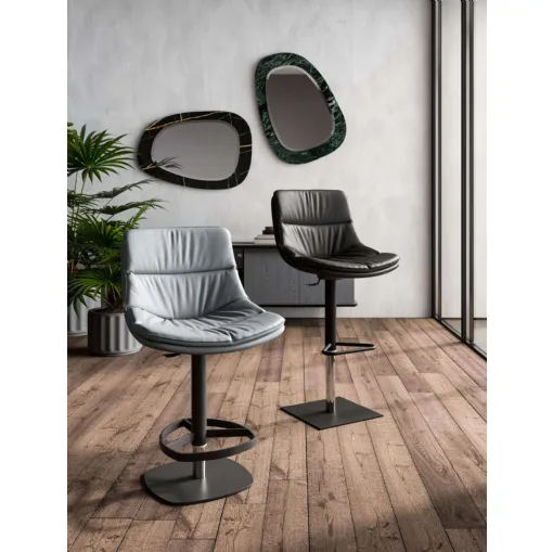 Leather Coco and Noa stools by Ozzio