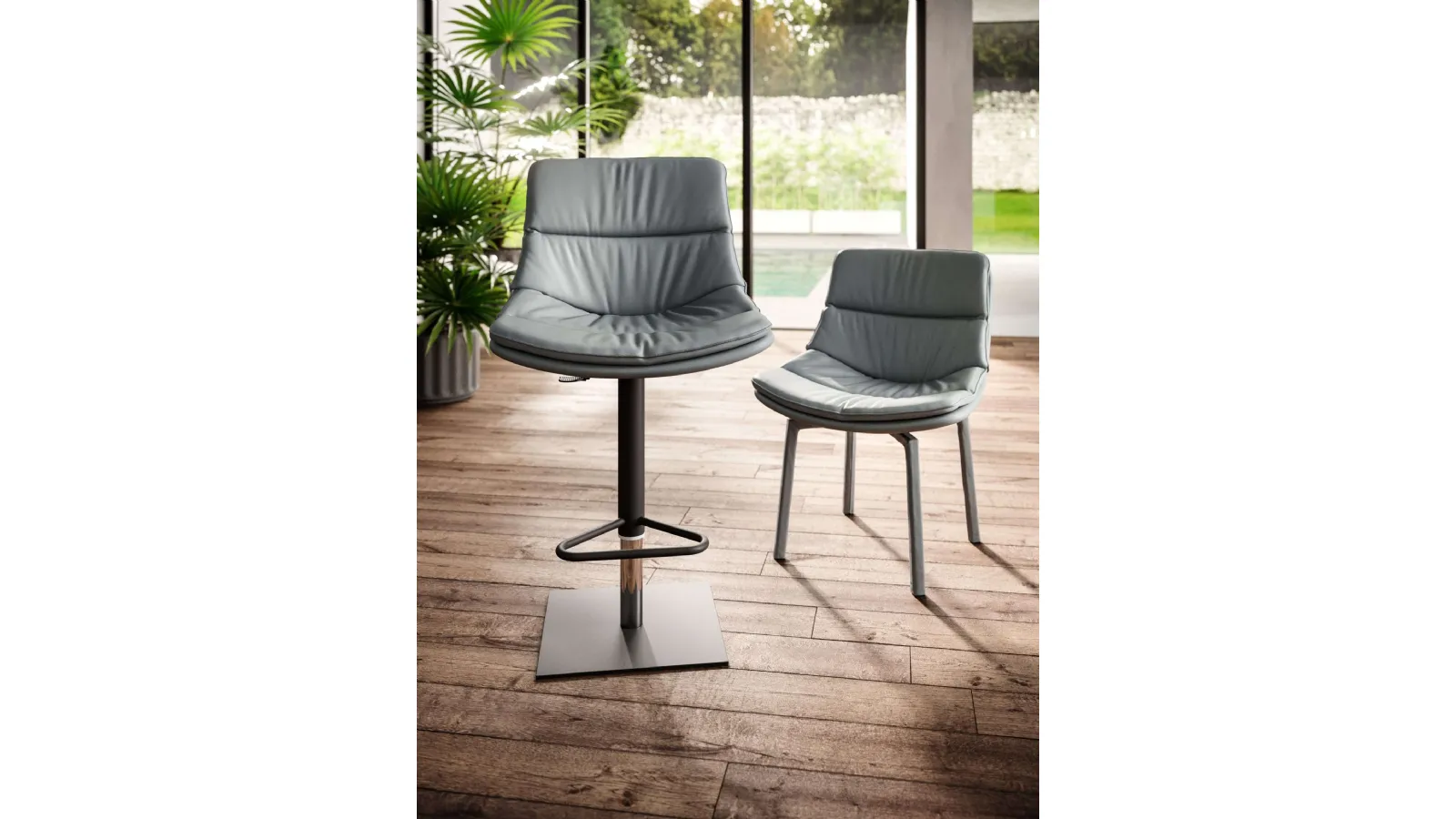 Leather stool Noa by Ozzio