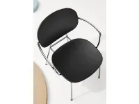 Chair with armrests Tondina 4 Legs in black stained Oak and steel structure by Infiniti.
