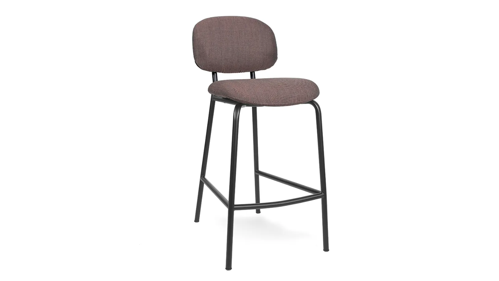 Round Fat Kitchen Stool with padded fabric seat and steel frame by Infiniti.