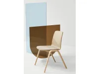 Stackable Woodstock chair in Natural Oak with padded fabric seat by Infiniti.