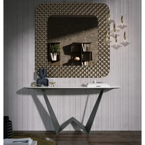 Mobile entrance console Reverse with porcelain stoneware top by Tonin Casa.