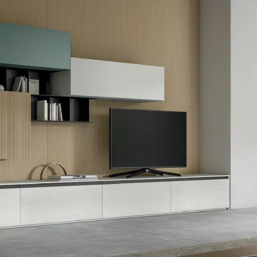 Living Glass Wall Unit in Pietra di Savoia Laminam and Arredo3 Veneer