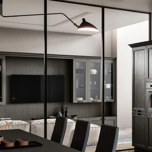 Living Opera wall unit in solid ash wood by Arredo3.