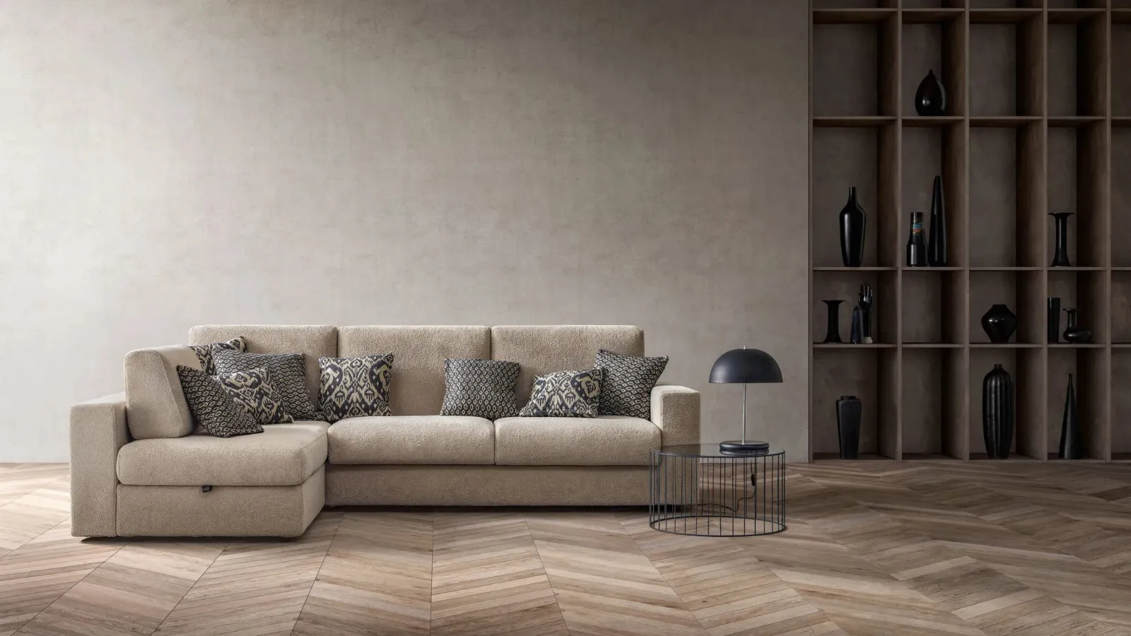 Sofa bed with chaise longue Cliff by Samoa