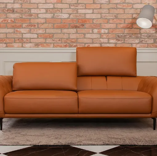 Daiquiri linear leather sofa by Nicoletti Home
