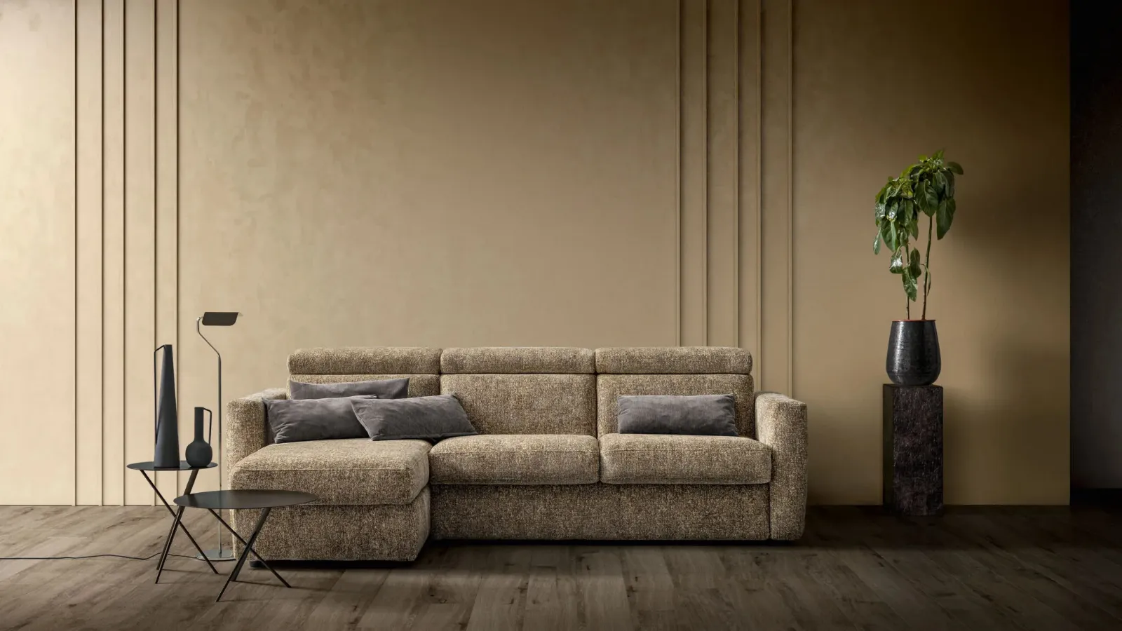 Ground sofa bed with peninsula by Samoa