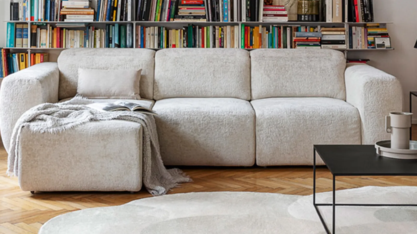 Sofa with peninsula Pandora by Calligaris