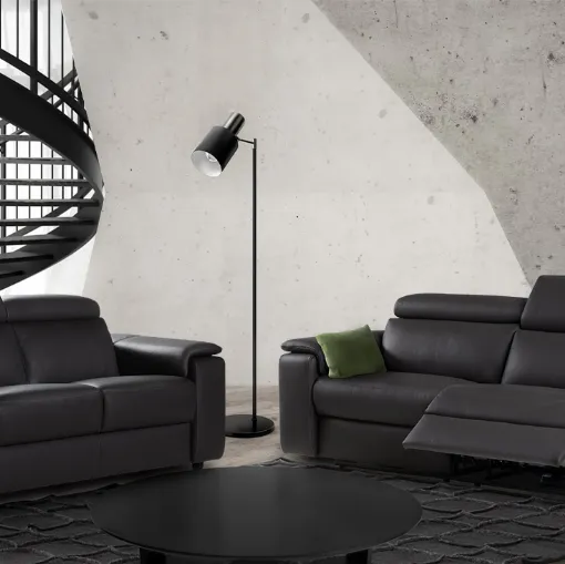 Relax living room in leather, Seattle model by Nicoletti Home
