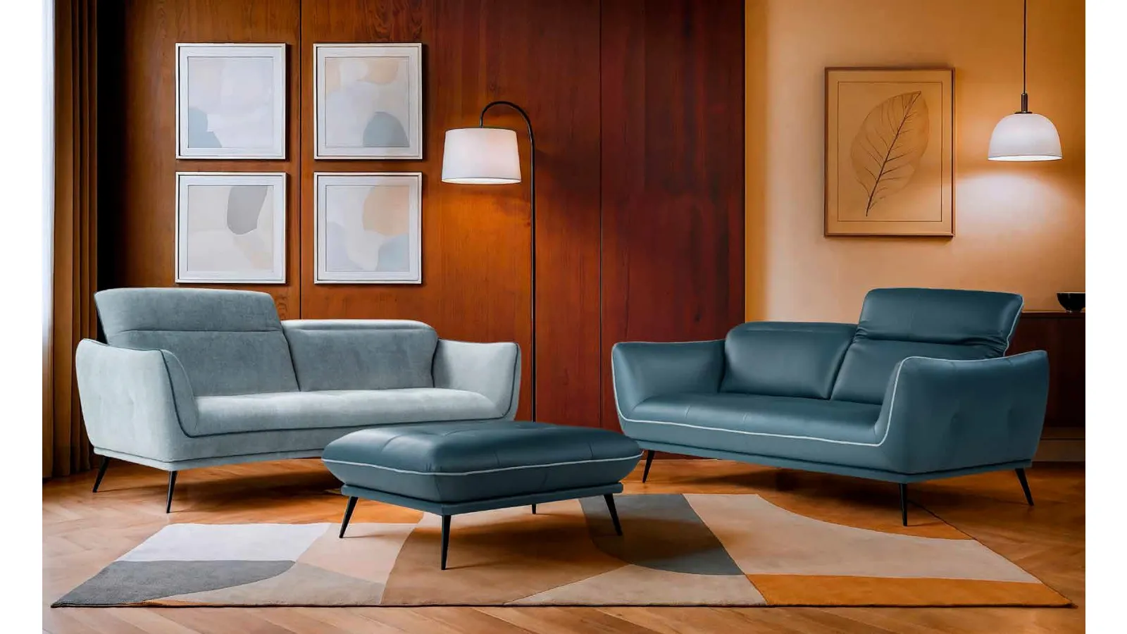 Nicoletti Home's leather and fabric Spritz sofa