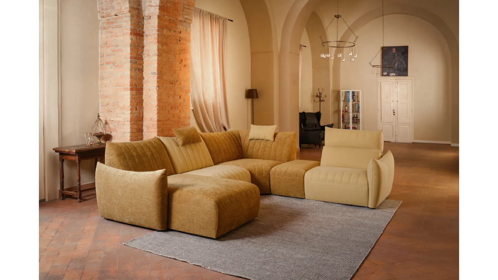 Fabric sofa with a Sun peninsula by Nicoletti Home