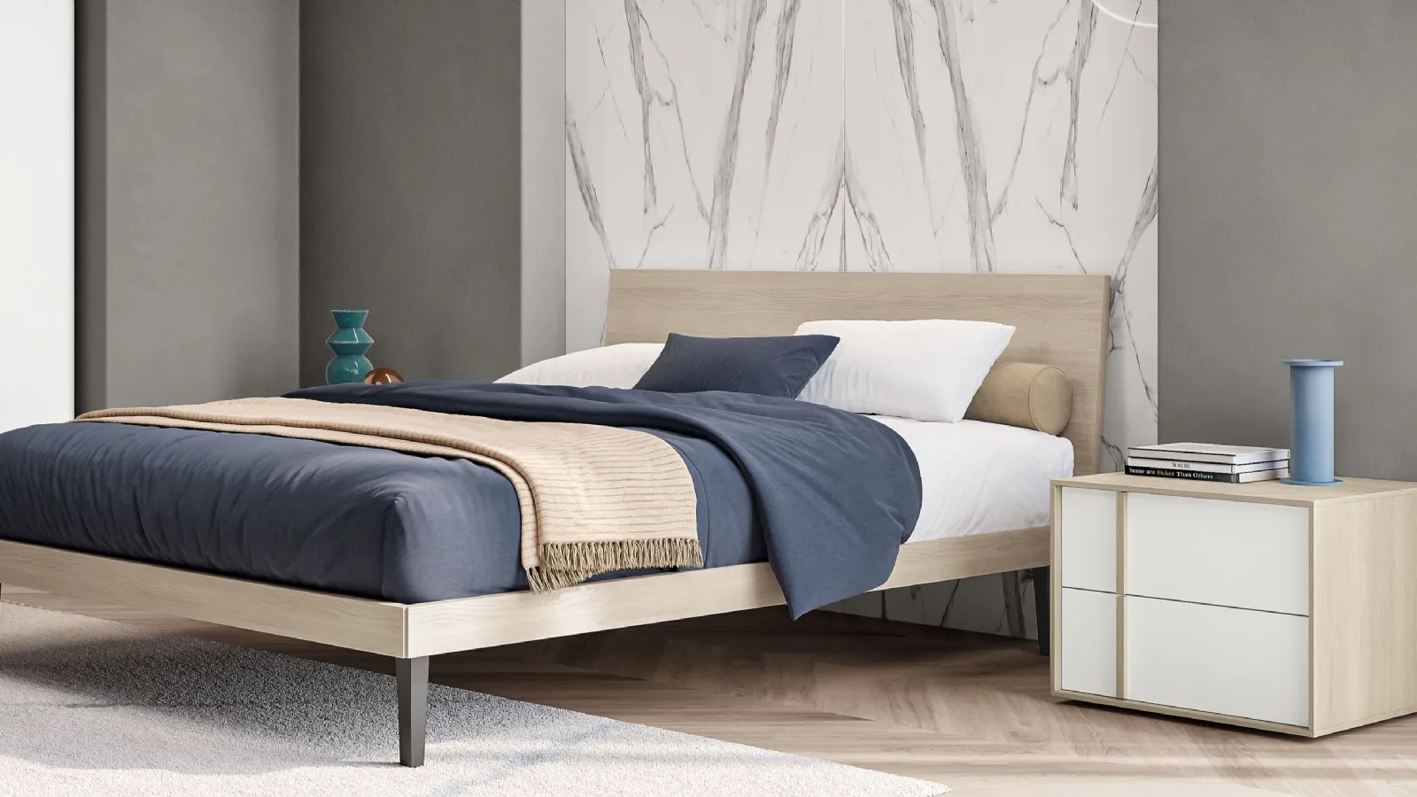 Alfa New bedside table by Spagnol Mobili.