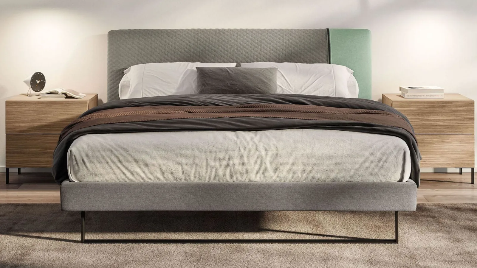 Oak Knot Velvet bedside table by Spagnol Mobili