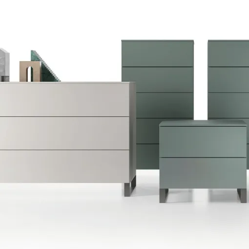 Night group Sled in matt lacquer by Spagnol Mobili.