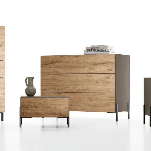 Night Velvet group in knotted oak by Spagnol Mobili.