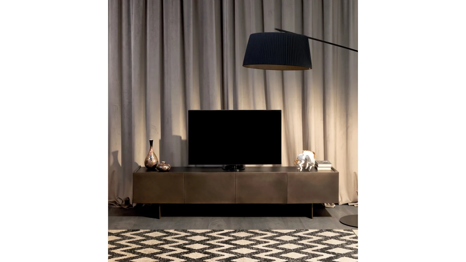 Sideboard Coated in brushed bronze lacquer by Tonin Casa.