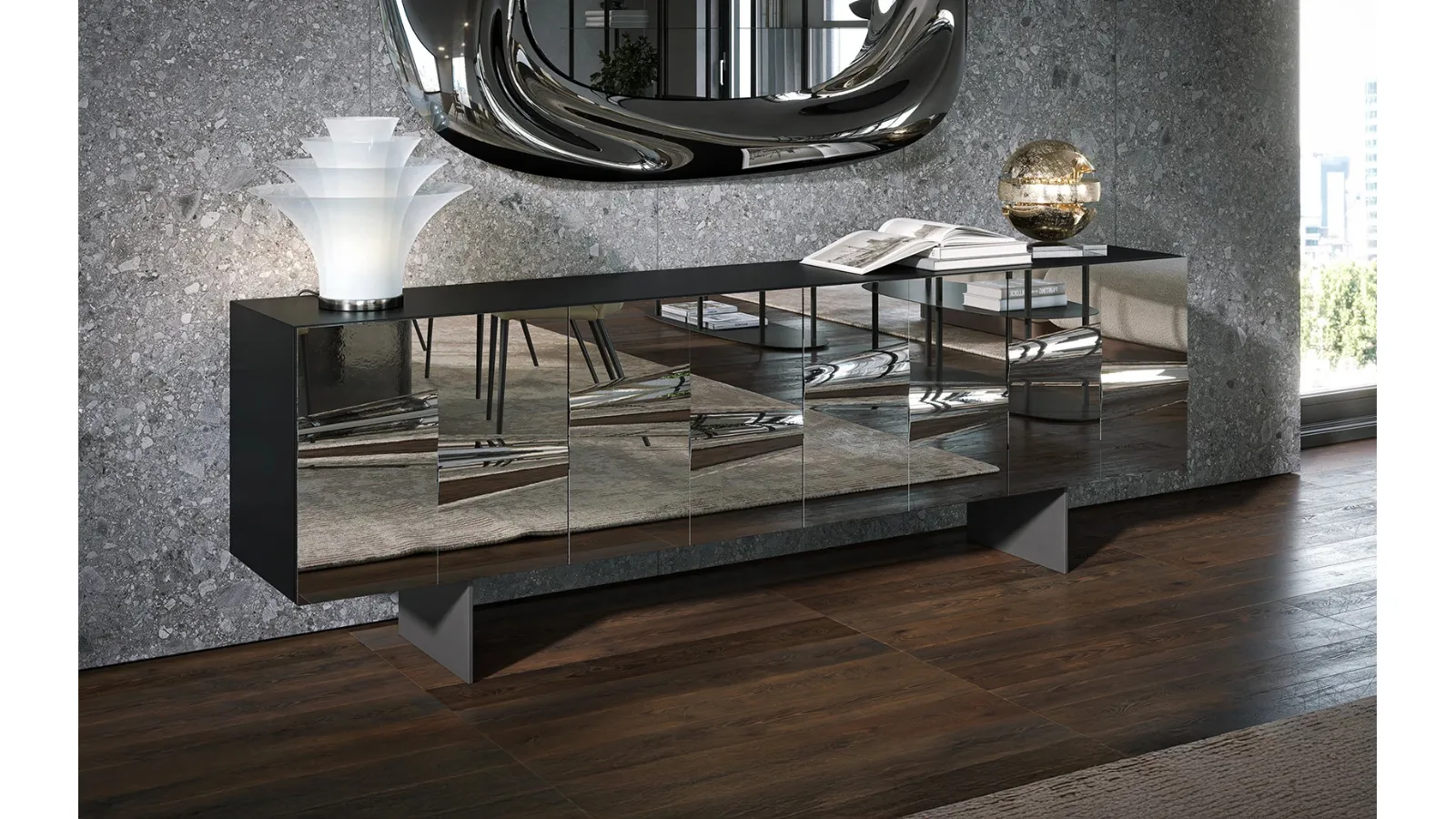 Fused glass sideboard Saffira by Tonin Casa