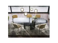 Curved and hammered glass table Ablos by Tonin Casa