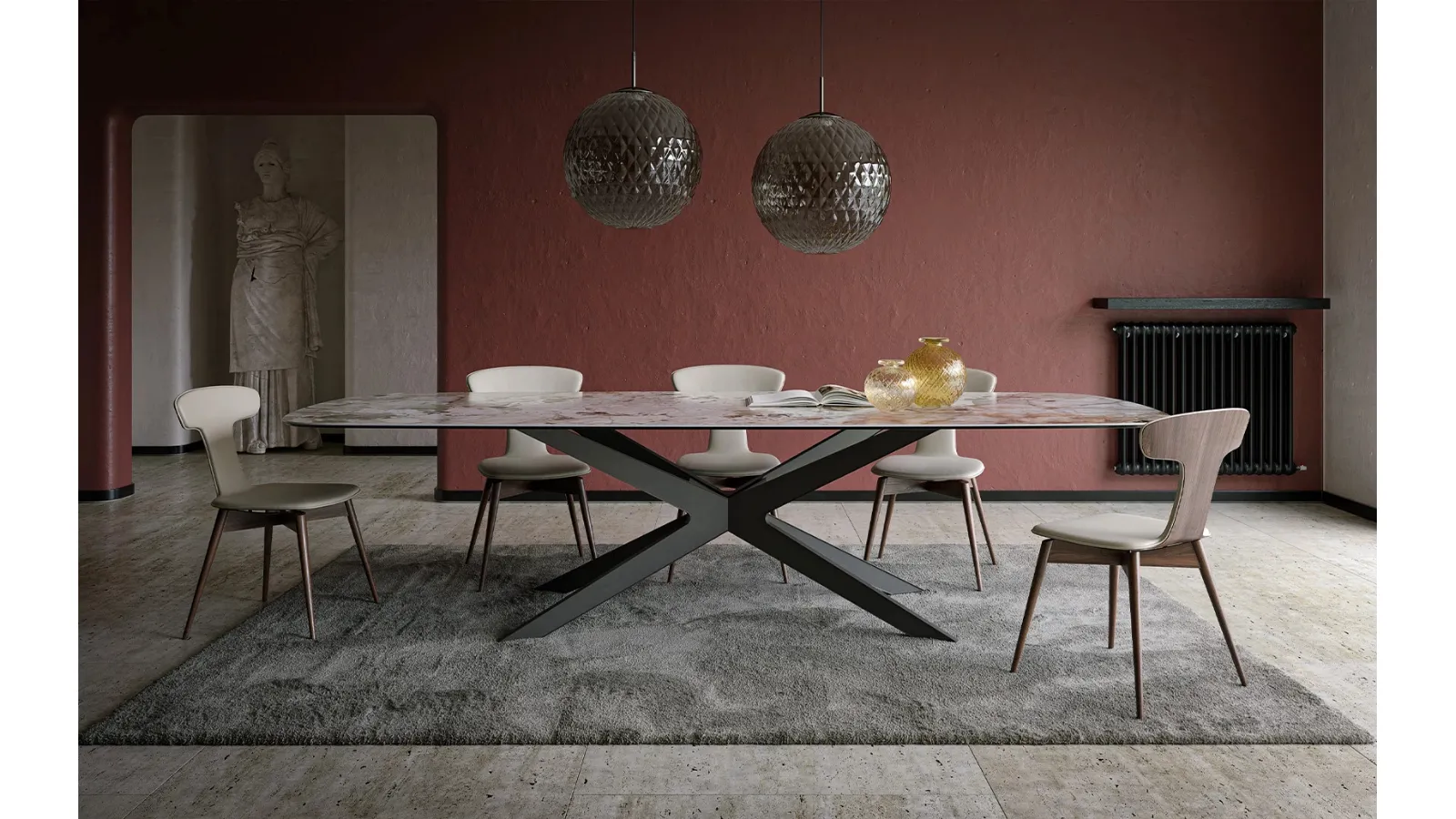 Blade table in porcelain stoneware by Tonin Casa.