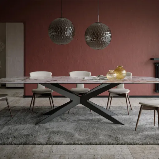 Blade table in porcelain stoneware by Tonin Casa.