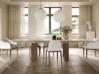 Brooklyn table in Travertine ceramic by Tonin Casa.