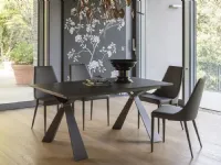 Extendable table Delta with black oak melamine top and metal frame by Altacom