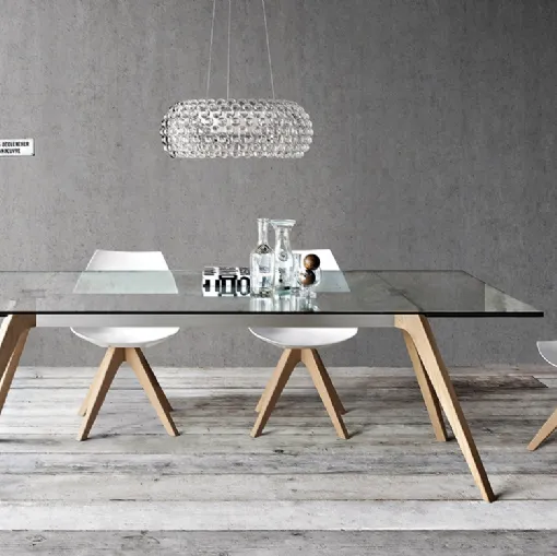 Delta extendable glass table by Pianca