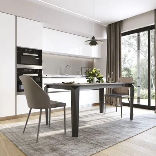 Diamond extendable table in anthracite cement laminate by Zamagna
