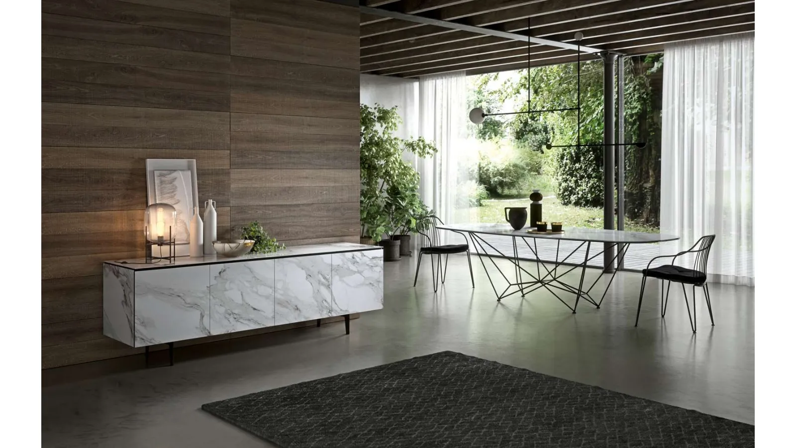 Table Fil8 Fixed in Ceramic by Ozzio