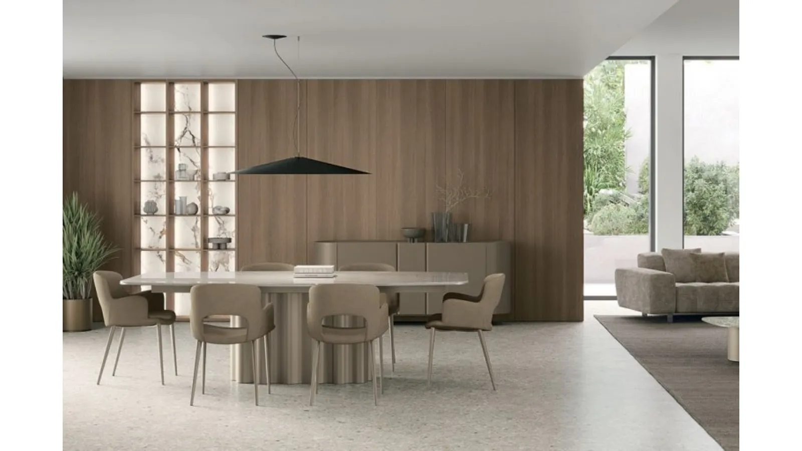 Fortuny table with ceramic top and metal structure by Tomasella.