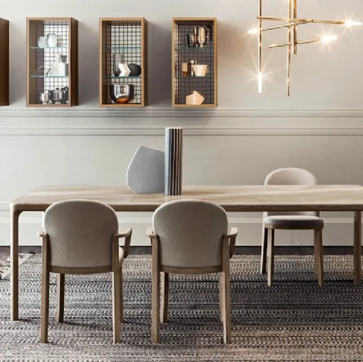 Pianca Inari Glass Table with Marble Effect