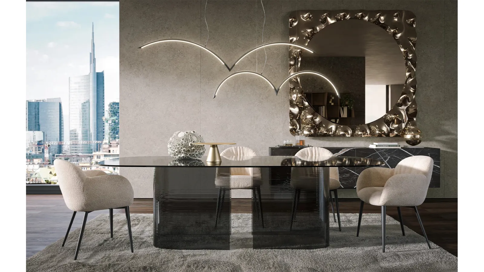 Glass table Millerighe by Tonin Casa