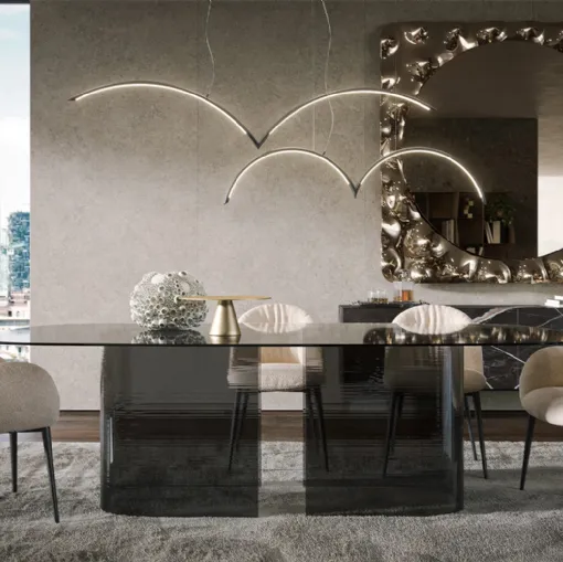 Glass table Millerighe by Tonin Casa