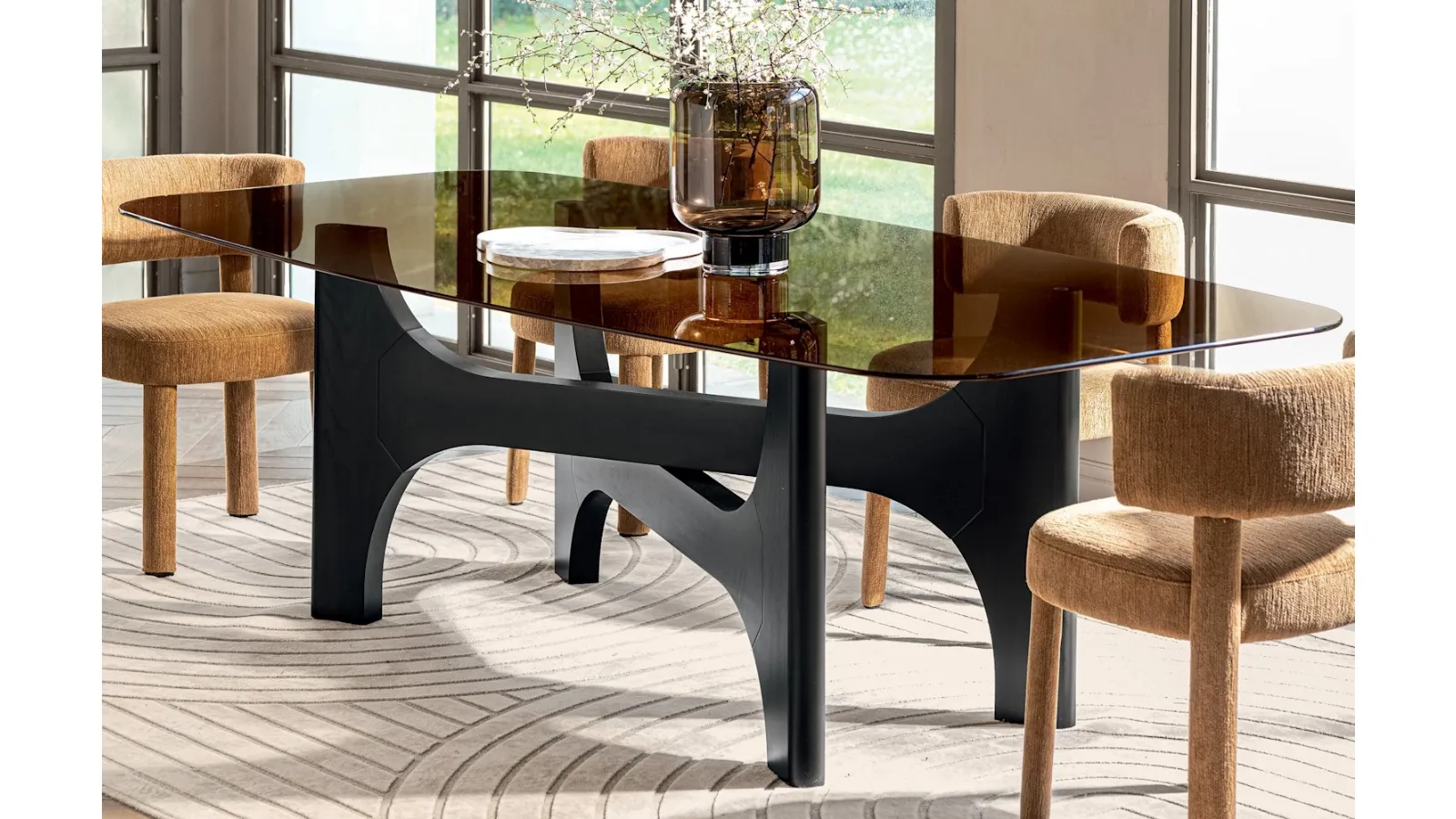 Nogu glass table by Calligaris