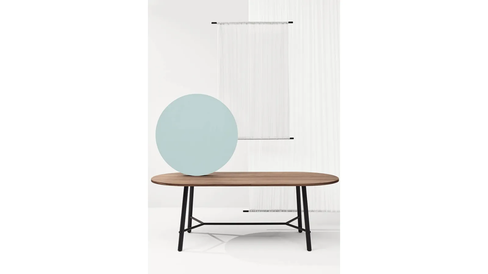 Record Living Natural Oak table with steel base by Infiniti.